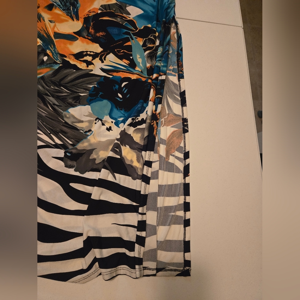 S-Twelve Black and Orange Floral Dress - Picture 2 of 6